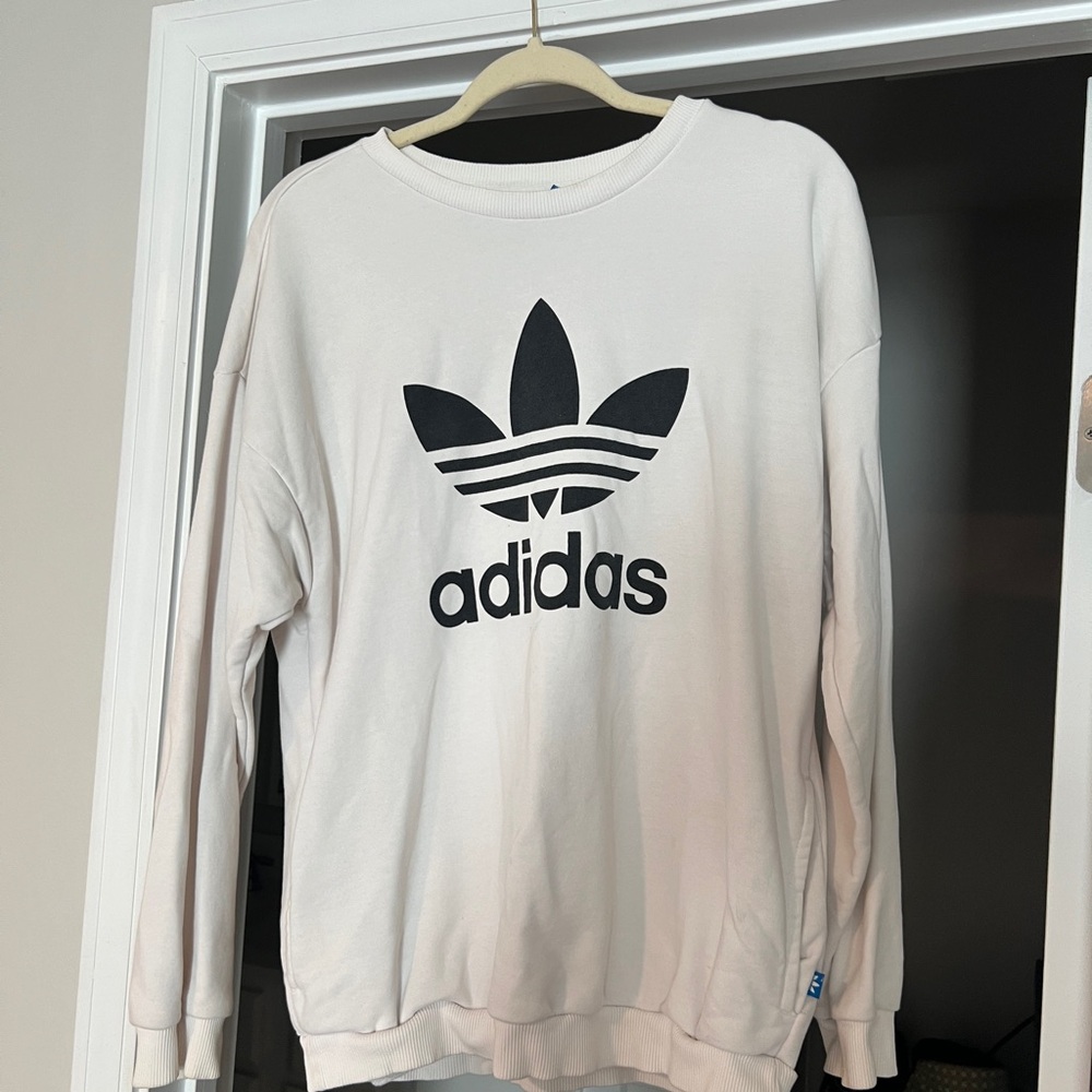 Adidas Cream Sweatshirt with Blue Tag